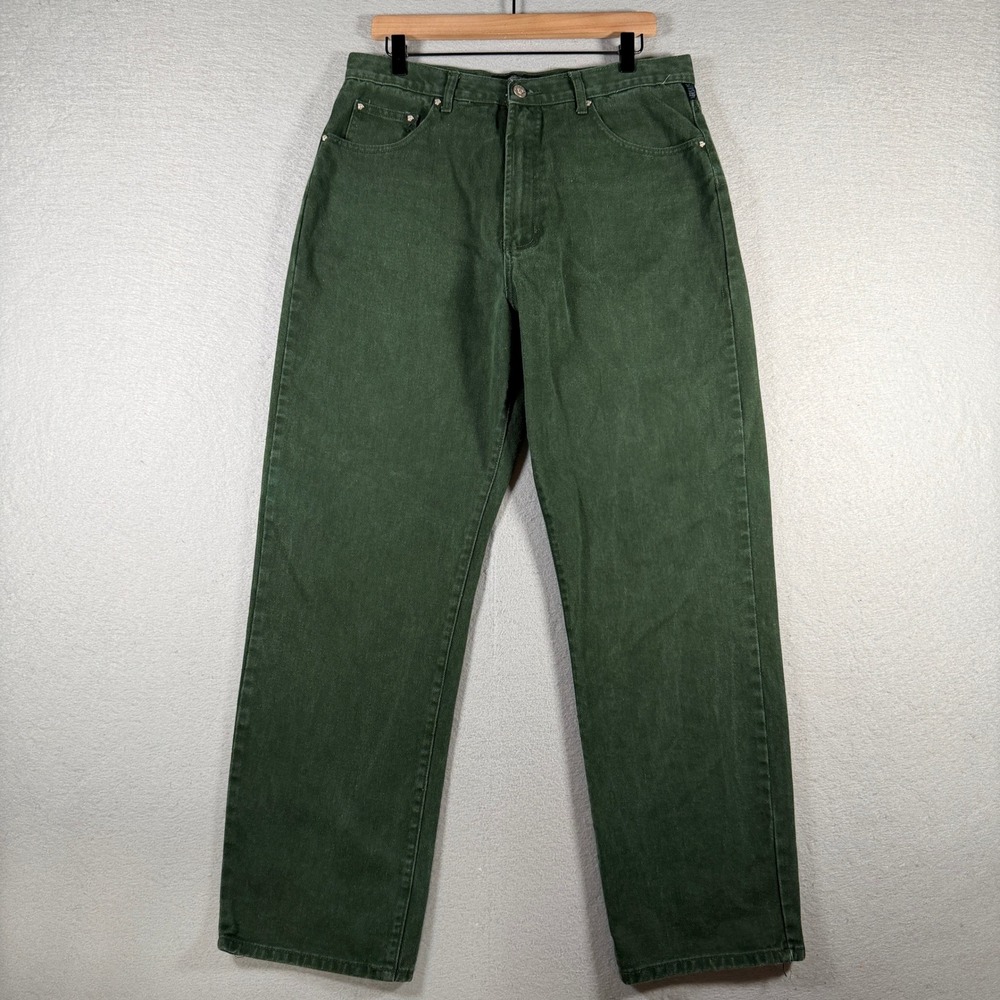Vintage Versace Jeans Couture Mens Forest Green Denim Made in‎ Italy Size 34x31